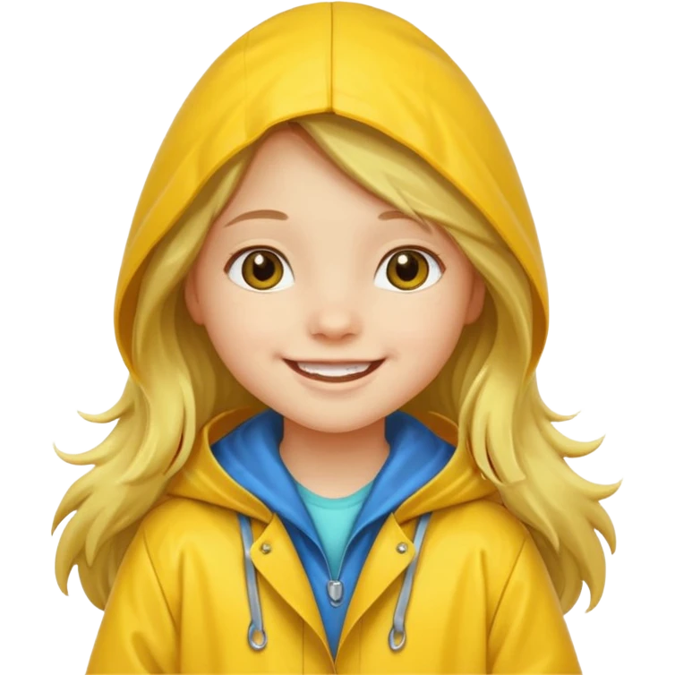 long haired girl kid with raincoat emoji