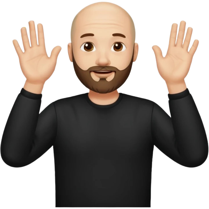 bearded bald man in a black shirt, clapping hands emoji