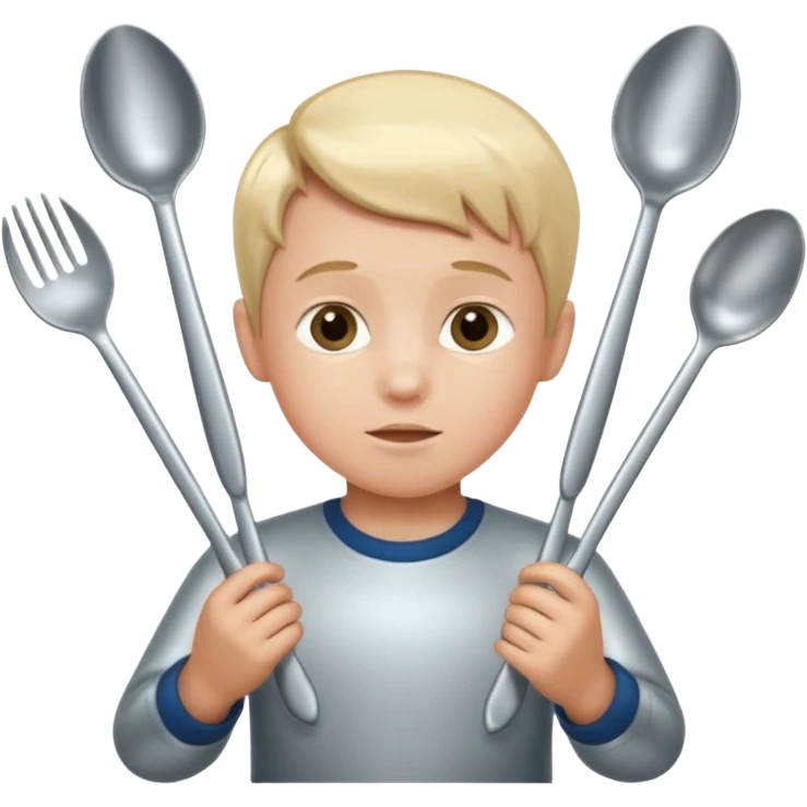 Little boy surrounded by spoon  emoji