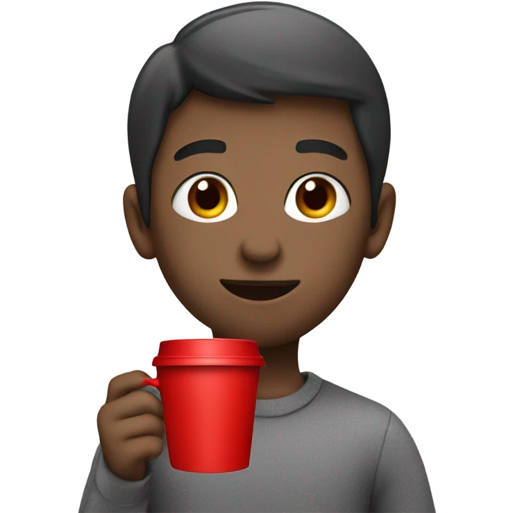 Monochrome boy with red cup emoji