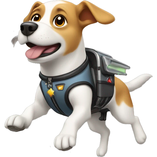 dog flying with a jetpack emoji