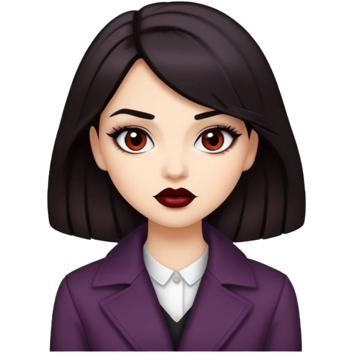 Sassy girl with dark lipstick, and dark hair, stylish clothes emoji