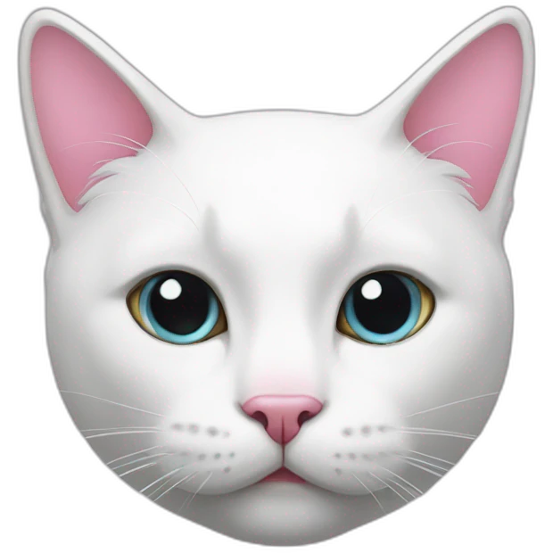 White cat with pink nose emoji
