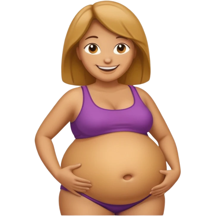 tan woman with inflated belly emoji