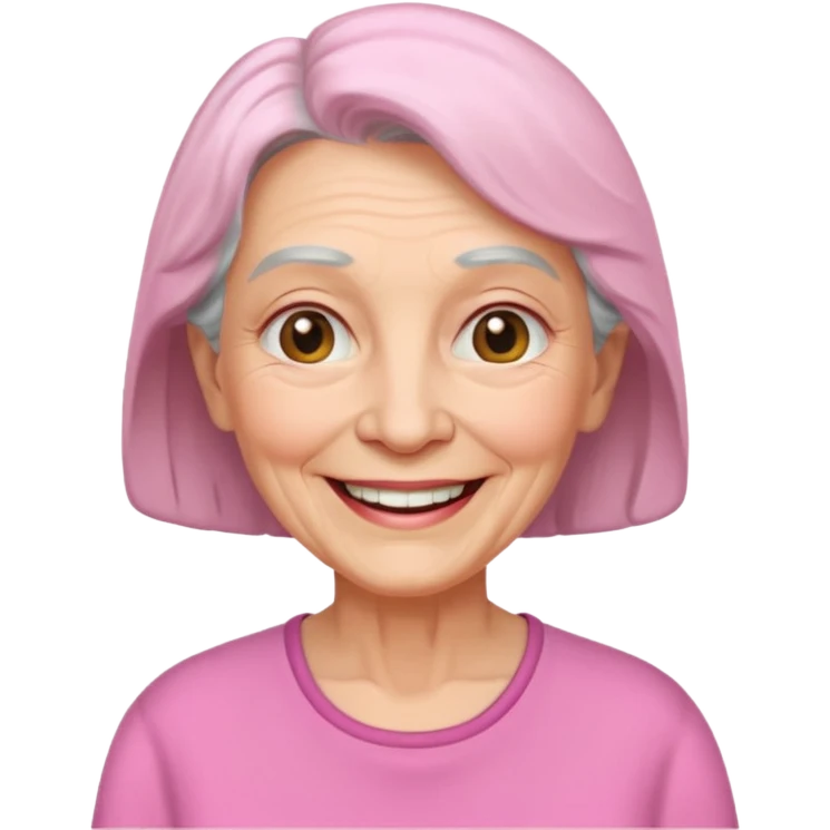 Elderly woman wear pink shirt emoji
