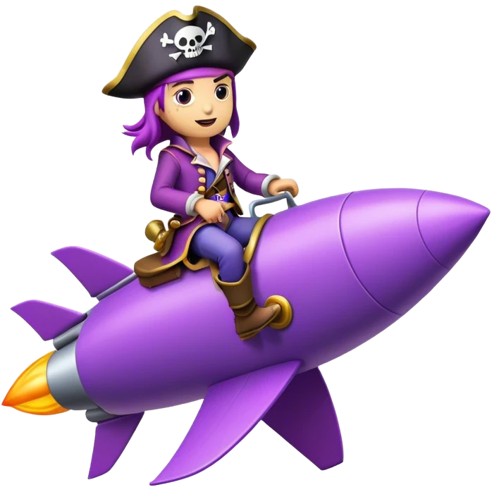 pirat riding purple rocket emoji