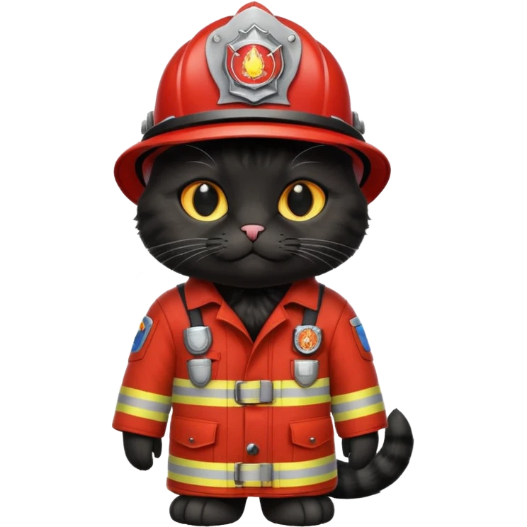 black cat in firefighter suit emoji