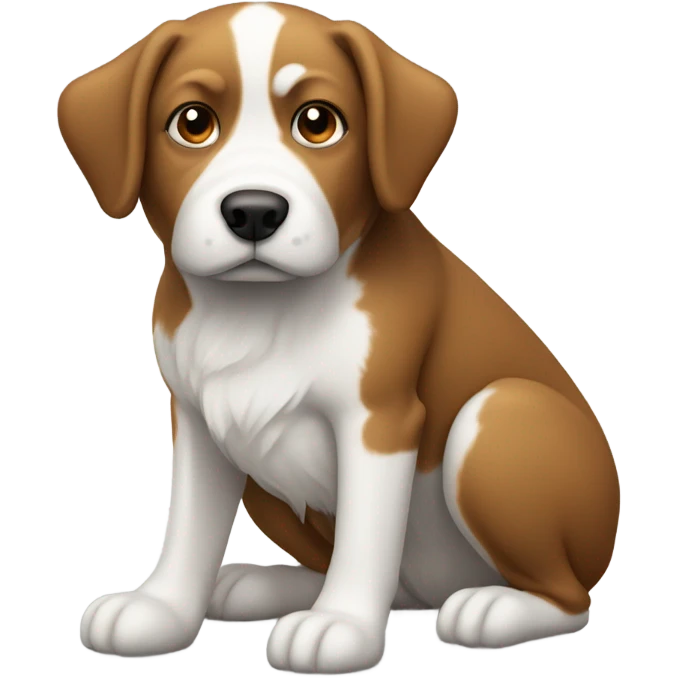 White and brown dog peeing on tree emoji