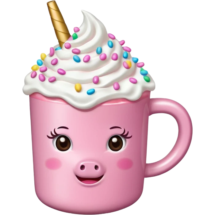 Make a pink unicorn hot cocoa emoji