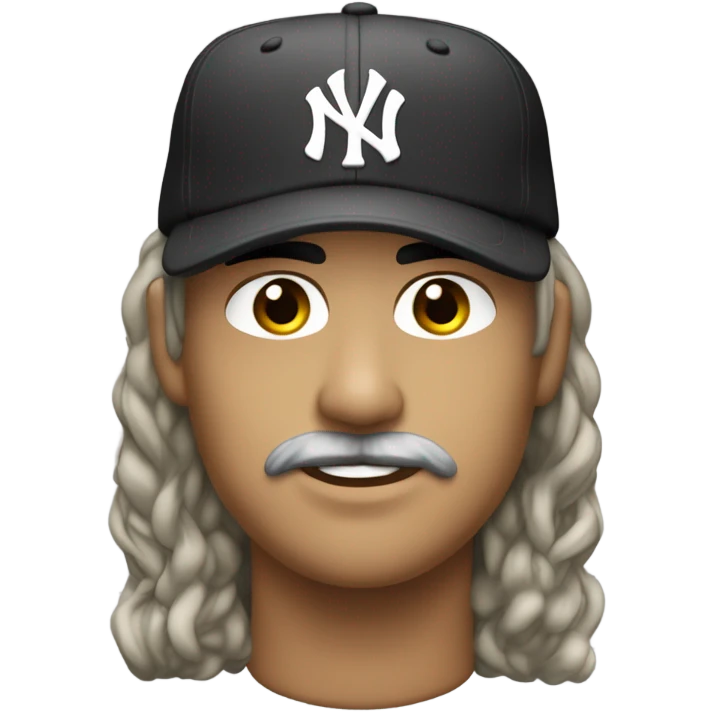 Homme blanc / cheveux courts noir / yeux en amande / viril / mal rasé / casquette yankee noir emoji
