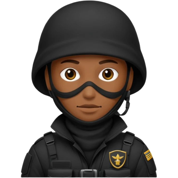 special forces soldier, black uniform, face covered emoji