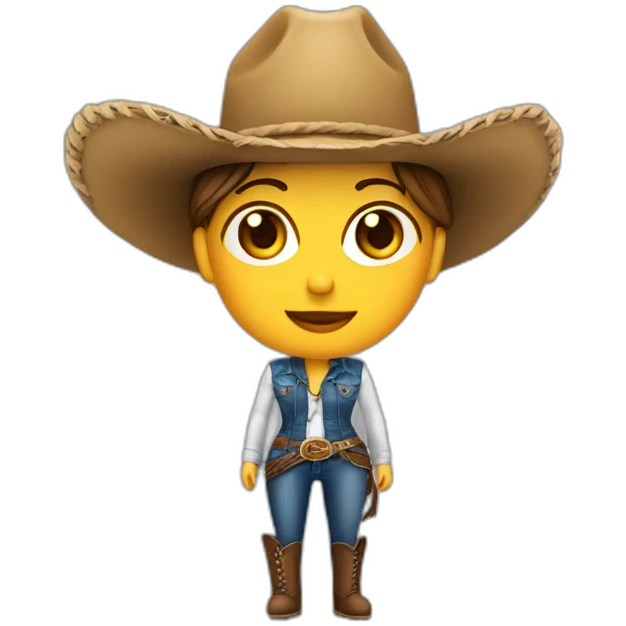 Crea un emoji de una chica con sombrero de vaquero  emoji