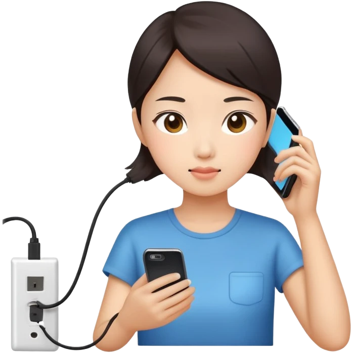  A chinese girl using a phone while charging emoji