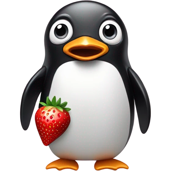 penguin surprised with chocolate strawberries gift  emoji