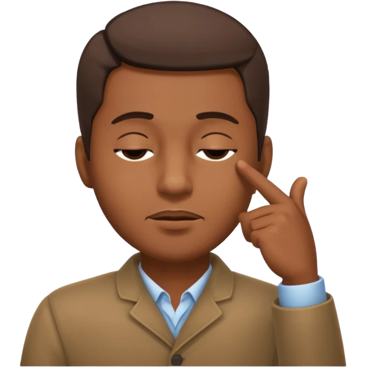 Emoji de hombre haciendo silencio y señalandose la cabeza con los ojos cerrados emoji