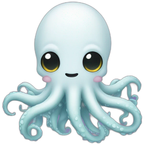 cute white kraken with cute face shy blushing emoji