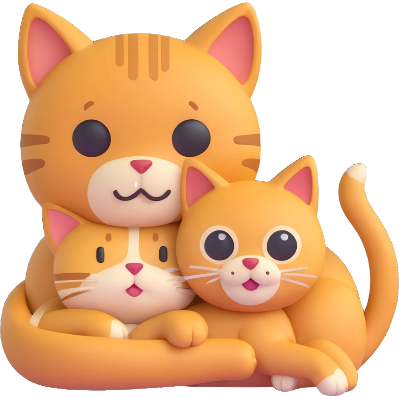 cat and dog cuddling, 3D emoji style emoji