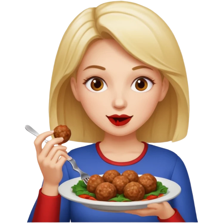 Lady eating meatballs emoji