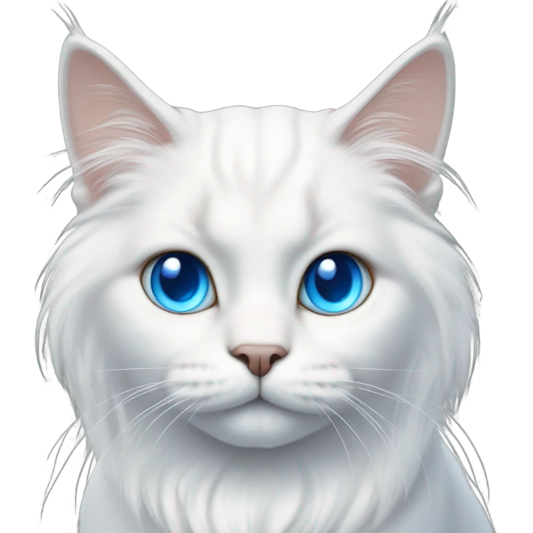 white long hair cat with blue eyes asking for treats emoji