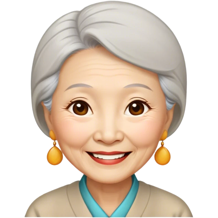 Sweet old Chinese woman, smiling emoji