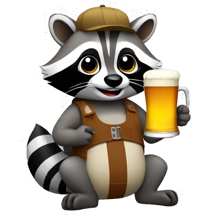 raccoon holding beer emoji