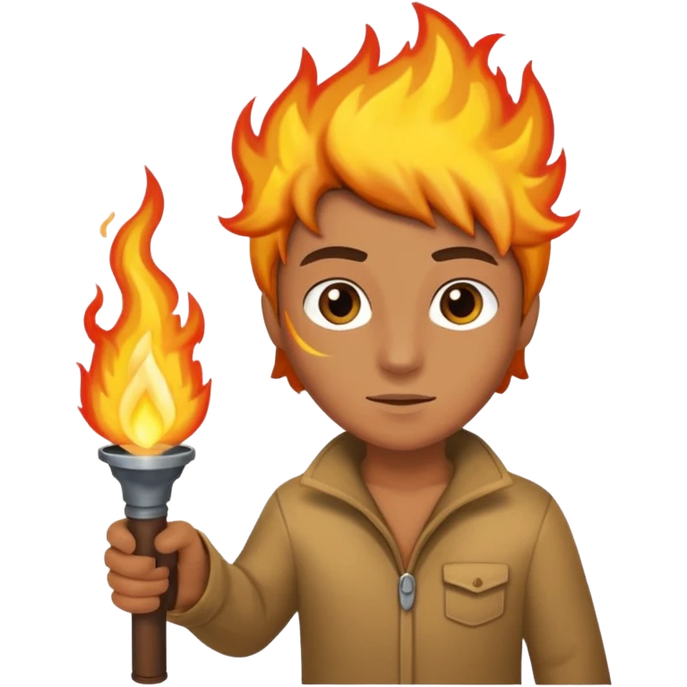 Sneaky person holding torch of fire emoji