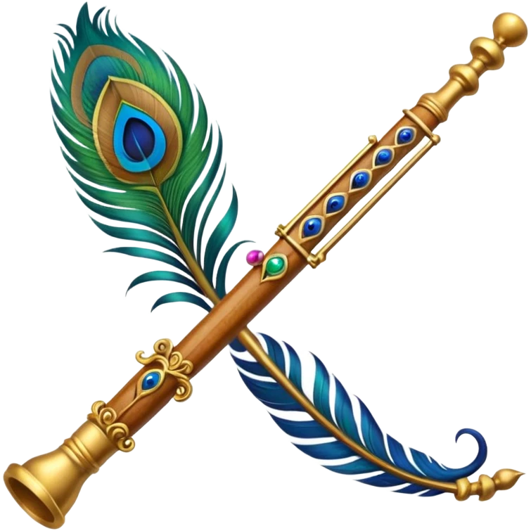 Krishna's flute with peacock feather  emoji