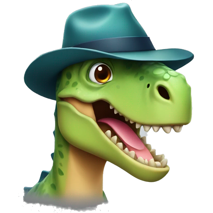 dinosaur smiling with hat on  emoji