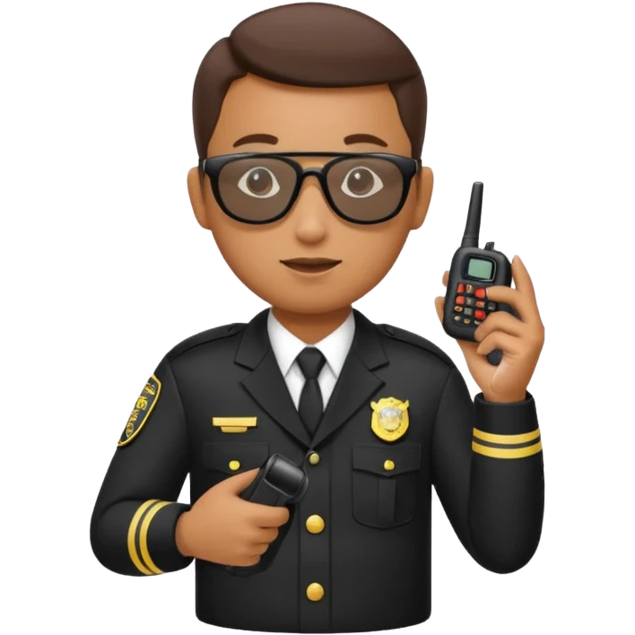 school security, sun glasses, holding walkie-talkie emoji