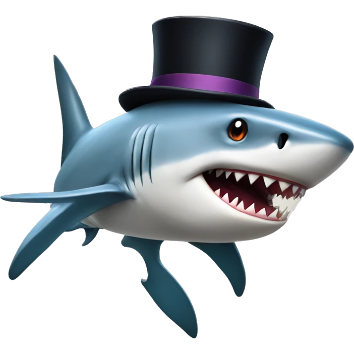 Shark with a top hat emoji