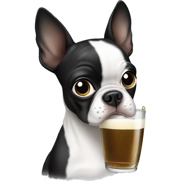 Boston terrier drinking emoji