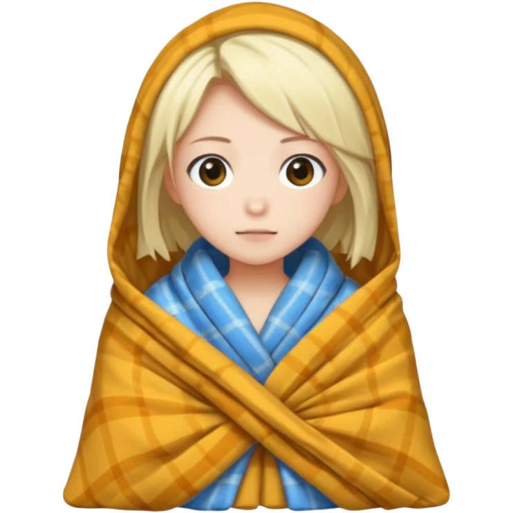 Kaoruko chilling on mobile cover in blanket emoji