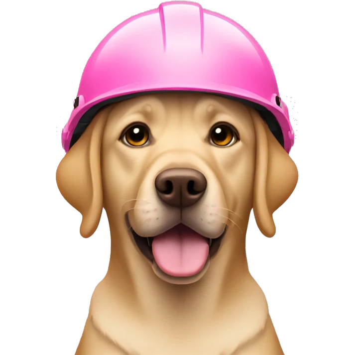 Labrador with pink building helmet emoji