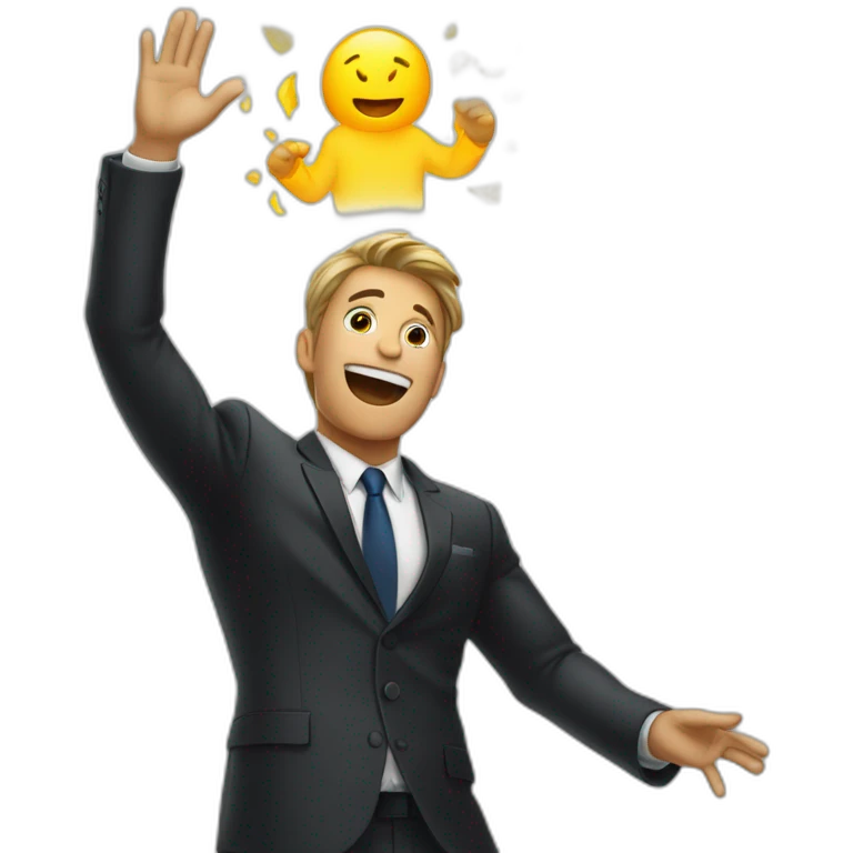 man in suit arms in the air summoning something emoji