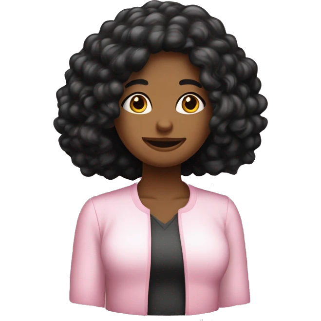 CABELLO NEGRO LARGO LACIO, CARA OVALADA, VESTIMENTA ROSA TES MORENA. emoji