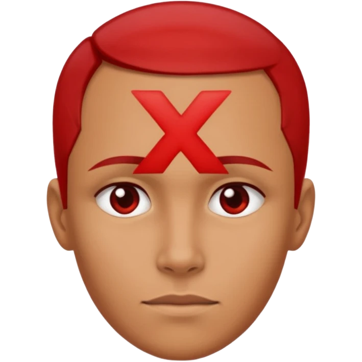 Forhead with a red small "x" symbol in the center emoji