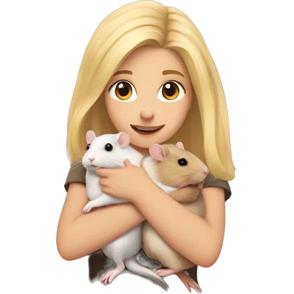 blonde girl holds three hamsters in her arms emoji