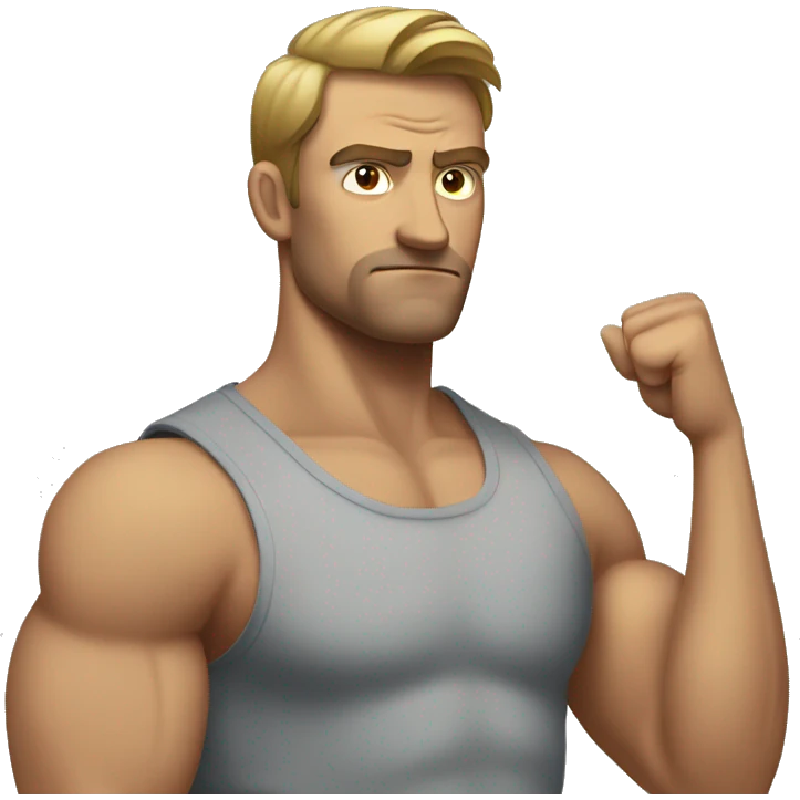 A man shows a tense biceps in the mirror emoji