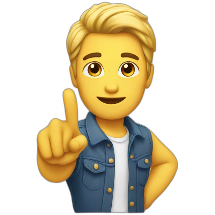 A gay pointing emoji