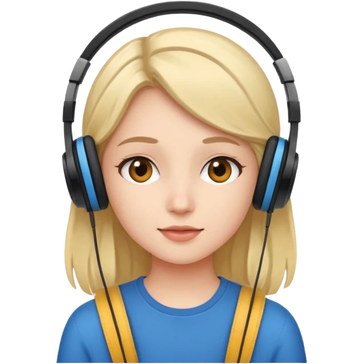 Una chica escuchando música con audífonos  emoji