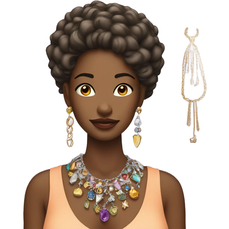 Woman with jewelry indoors emoji