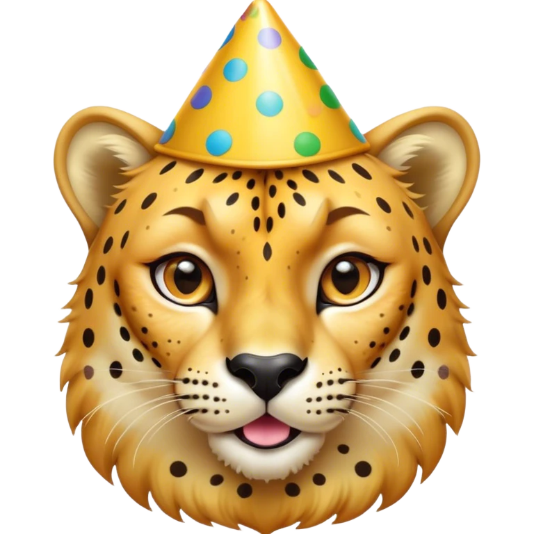 Cinematic Comical Cheetah Portrait Emoji, Head tilted dramatically with an exaggeratedly amused expression, featuring a striking, glossy golden Fur with bold spots, wide, expressive amber eyes filled with playful disbelief, Simplified yet hilariously expressive features, highly detailed, glowing with a slightly sassy glow, high shine, dramatic yet playful, stylized with an air of cheeky mischief, bright and endearing, soft glowing outline, capturing the essence of a spirited and over-the-top cheetah, so meme-worthy it feels like it could dash its way into internet fame instantly! emoji