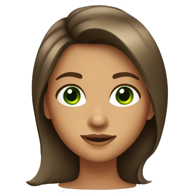 Tanned brown haired girl with blowout hair and green eyes emoji