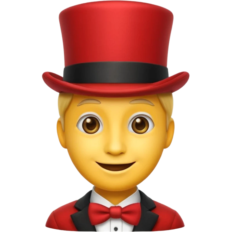 make a yellow face emoji with a red top hat emoji