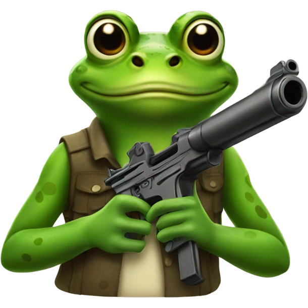 Frog with gun emoji