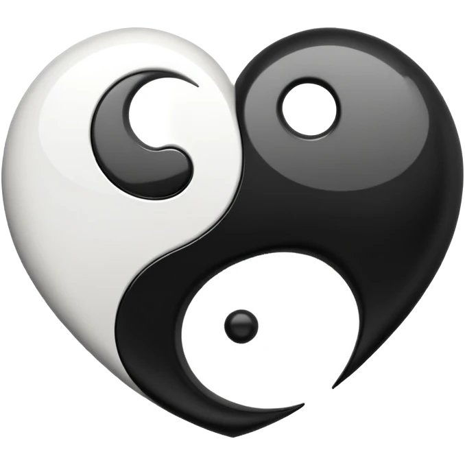 heart shaped yin-yang with a wavy line down the middle emoji