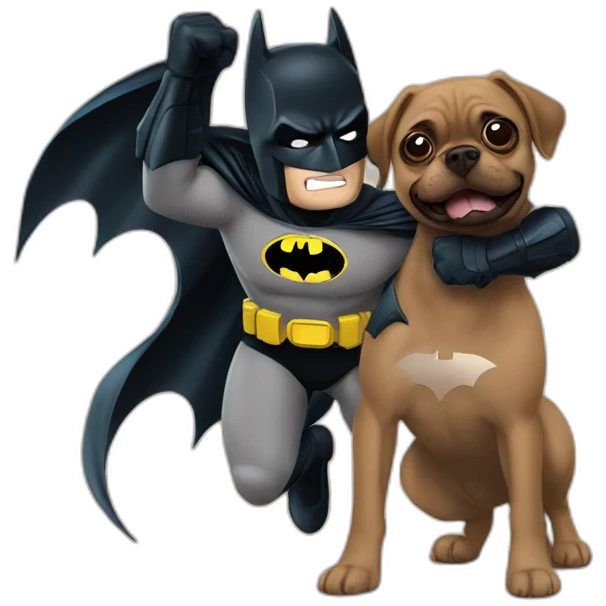 Batman playing with puggle emoji