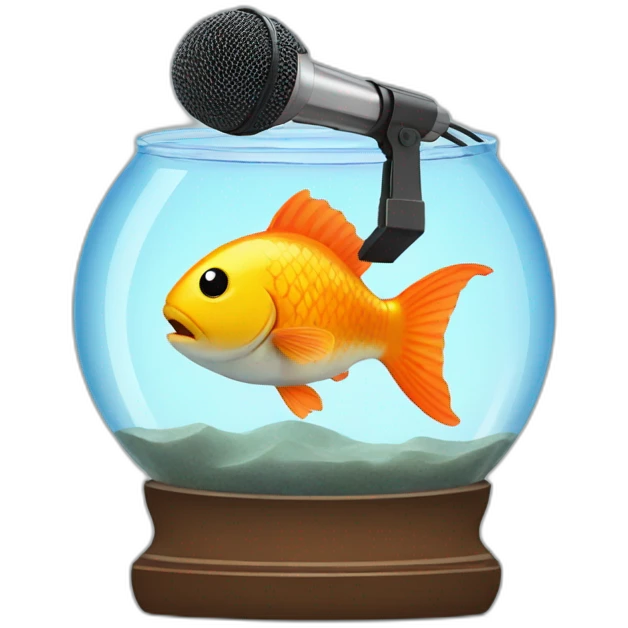 fishbowl with a microphone inside emoji