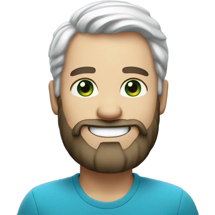 man with beard and big smile white skin, blue green eyes  emoji