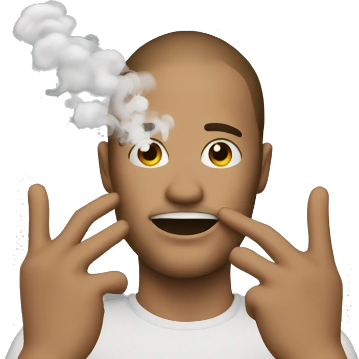 Emoji with smoke around puts his hand in front of his face  emoji